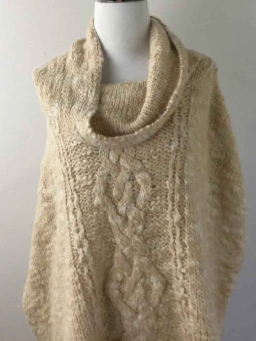 Free People Tan Cowlneck Sweater Poncho xs